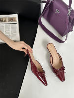 Nuevo arco medio stiletto Muller zapatos bolsa cabeza media zapatillas de las mujeres de gran tamaño de tacón alto zapatos individuales zapatillas geniales - details 9