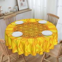 Mantel circular mandala, flor de loto de la vida, impermeable, resistente al aceite, 60 pulgadas, forma geométrica sagrada - details 65