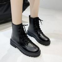 Botas Martin de tacón bajo con punta redonda para mujer, Botines de cuero con cordones delanteros, talla grande, Otoño e Invierno - details 4