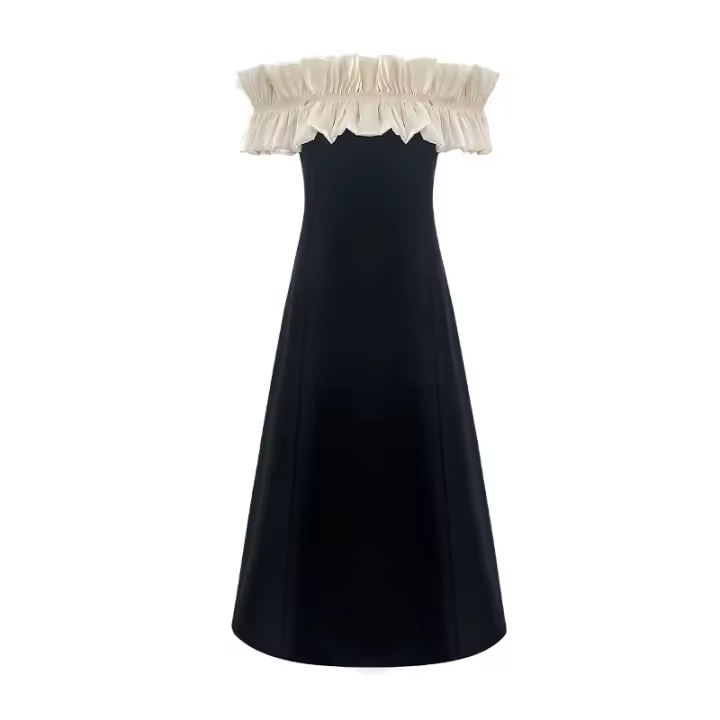 NUEVA APERTURA Vestido largo negro elevado personalizado de celebridad francesa con un hombro para mujer 11133 - 1