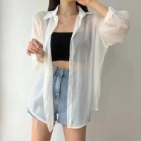 Blusas de Verano para Mujer Sencillas, Suaves, Resistentes al Sol, Moda Coreana Básica con Todo - details 18