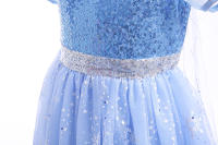 Vestido de princesa para niñas, disfraz de Elsa para Halloween, carnaval, fiesta de cumpleaños, tela azul - details 14