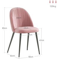 Pack de 4 Sillas de Comedor Modernas Sillas de Cocina Tapizada en Terciopelo con Respaldo Alto y Patas de Acero para Sala de Estar 50x52x83 cm - details 2