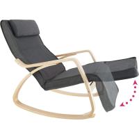 Silla Mecedora Ergonómica, Reposapiés Ajustable en 5 Posiciones, Cojín Mullido con Cierre, Almohadillas Antideslizantes, Estructura Robusta, Sillon Lectura, Muebles de Salon - Gris Oscuro - details 4