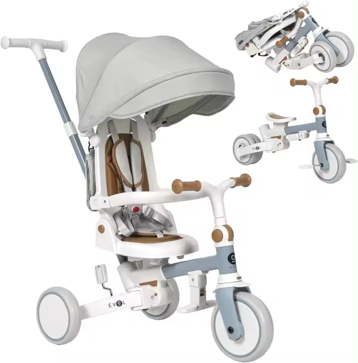 Triciclo Evolutivo de Bebé 5 en 1 - Bicicleta Niños Desde 1 Año hasta 5 años - De Triciclo a Bicicleta con o sin Pedales – Adaptable y transformable (Evol, Azul) - 1