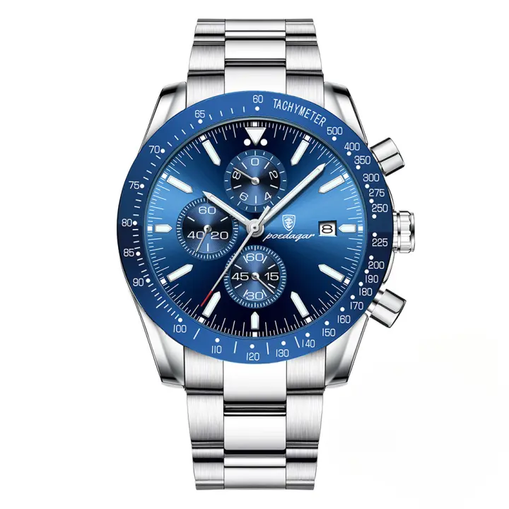 Reloj de Pulsera de Acero Inoxidable POEDAGAR Cronómetro de Lujo para Hombres Resistente al Agua - 1