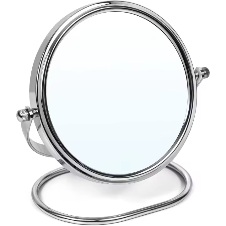 Espejo de viaje plegable portátil, espejo de mesa de 6 pulgadas con aumento de 1X/10X, tocador redondo de mano - 1