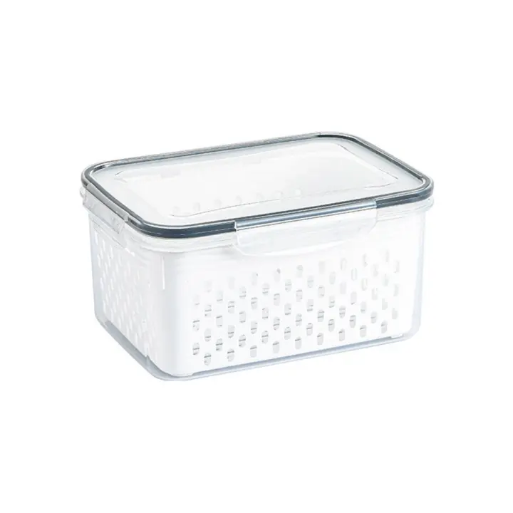 Caja de almacenamiento para refrigerador, organizador de nevera, cajas de frutas y verduras, cesta de drenaje, contenedores de almacenamiento, despensa, mediano - 1