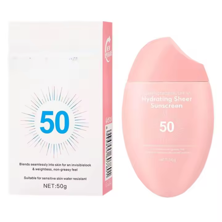 Protector solar facial, protector solar Mineral hidratante resistente al agua, tinte transparente, crema antiedad SPF 50+, protector solar con Control de aceite - 1