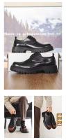 2025 Zapatos de cuero para hombres Estilo casual de negocios Encaje grueso brillante Sellado Parte inferior plana Características Borde cruzado - details 3