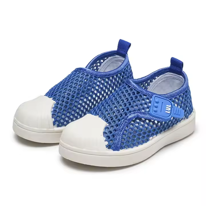 Zapatos informales Unisex para niños, zapatillas de deporte de tela de red transpirable de malla de aire para verano, zapatos planos antipatadas para niños y niñas - 1