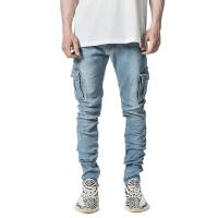 Jeans Skinny Ruptured Moda Callejera Para Hombres Con Multiple Bolsillos Largos Cargadores Elásticos Suaves De Denim Slim Fit Pantalones De Verano Y Otoño - details 6