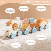 Juguetes Montessori de madera, bloques de animales, estrellas, Luna, tren envolvente, juguete de apilamiento de coordinación - details 2