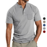 2025 camisa POLO de bolsillo de color sólido informal de negocios para hombre, camiseta de manga corta de gran tamaño. - details 2