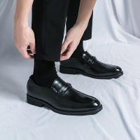Zapatos formales de negocios para hombre, calzado de cuero PU de tacón bajo, estilo británico, hebilla de Metal a la moda - details 15