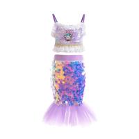 AmyStylish Niñas Princesa Sirena Ariel Cosplay Halloween Fiesta de Cumpleaños Verano Playa Vacaciones Vestido - details 47