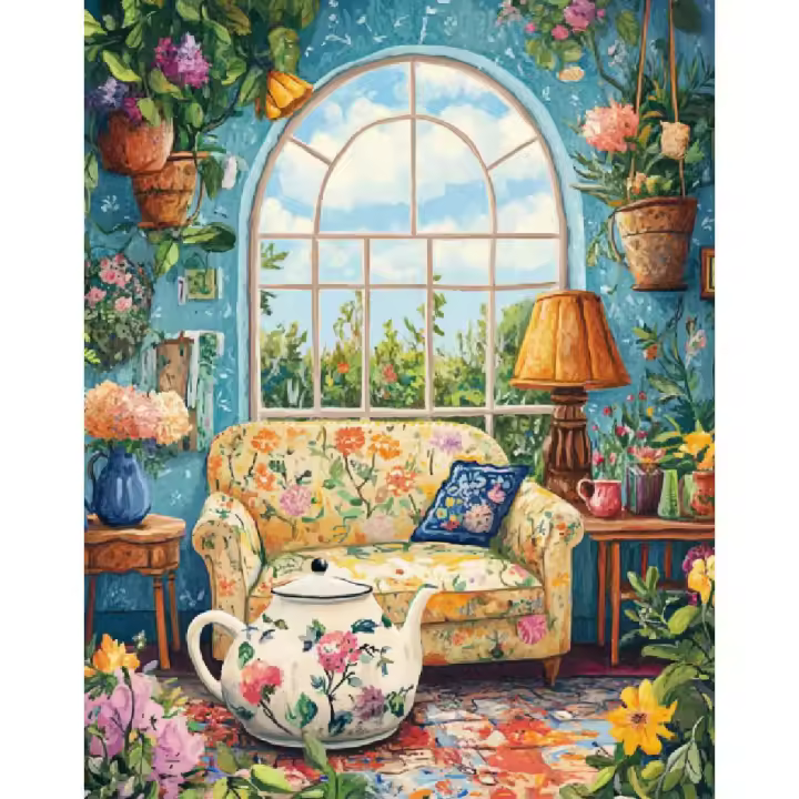 RUOPOTY Arte Moderno de Pintura por Números Liénzo de 40x50cm Pintura de Casa de Flores - 1