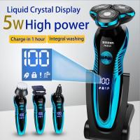 Afeitadora eléctrica 3D multifuncional con pantalla Digital inteligente, máquina de afeitar lavable de cuerpo completo para hombres - details 1