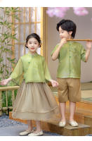 Conjunto de dos piezas de Hanfu chino para niñas, disfraz de jardín elegante y moderno estilo Tang para actuación del Día del Niño - details 11