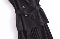 Vestido largo plisado sin mangas, elegante para fiesta y oficina, otoño 2025 - details 4