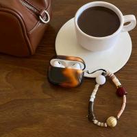 Funda para AirPods 4 semitransparente con estampado ondulado de mármol de color marrón oscuro retro ins, adecuada para Apple AirPods 2. - details 0