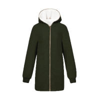 Suéter de lana con chaqueta de lana de cordero con capucha y cremallera para mujer - details 29