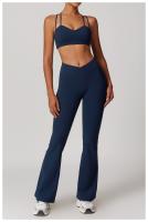 Conjunto de Yoga Ajustado de Cuidado de Belleza de Espalda Cruzada Traje de Fitness de Cintura Alta y Levantamiento de Caderas Conjunto de Nylon con Sujetador y Pantalones - details 10