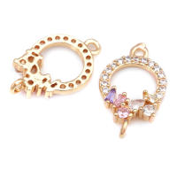 Colgantes de Encanto de Brasso Dorado de 18K 6PCS Diamante Falso Joyería de Alta Calidad - details 2