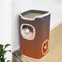 Casa de Gato de 3 Niveles Cueva de Mascota Cubierta con Alfombra Suave - details 3