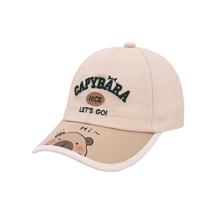 Gorra de béisbol de capibara transpirable, gorra fina de algodón para niños, gorra ligera con letras bordadas, sombrilla de dibujos animados, visera para el sol - 1