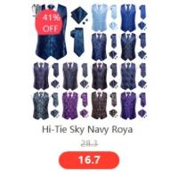 Chaleco de seda sólida para hombre, corbata de color champán, rosa, azul, verde, morado y rojo, gemelos de pañuelo, clips formales para boda y negocios - details 39