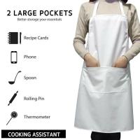 Delantal blanco fácil de usar cocina de moda y comedor unisex con bolsillos - details 2