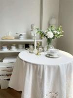 Mantel de algodón puro bordado floral Ense blanco francés, utilizado para decoración de bodas, mantel lujoso - details 2