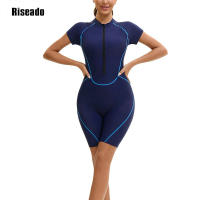Uniforme de Baño de Una Pieza Ajuste Ajustado Material de Nylon Diseño de Bloques de Color - details 1