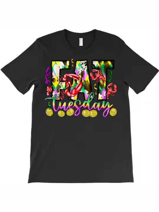 Camiseta Fat Tuesday, regalo para papá, manga corta con cuello redondo suave y cómoda - 1