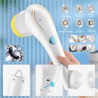 Cepillo de limpieza del hogar, Fregador Giratorio Eléctrico Potente con 5 Cepillos,Se Puede Cargar por USB para bañera de baño, Cocina, Ventana, bañera, Plato - details 1
