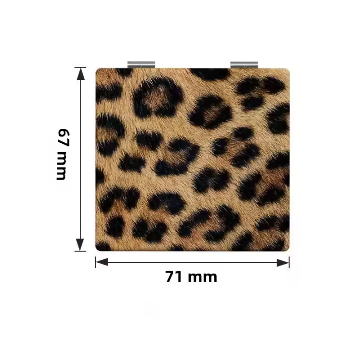 Espejo De Maquillaje Portátil Pequeño Con Estampado De Leopardo Cubierta Plegable Doble Cara Anticaída Para Estudiantes Dormitorio - 1