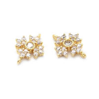 Abalorios de latón y circonita de Color dorado de 18K con 2 agujeros, abalorios de conexión de copos de nieve y flores, accesorios para pendientes para hacer joyas Diy de alta calidad - details 32