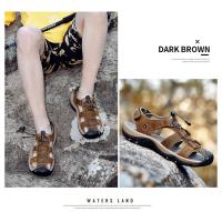 Sandalias deportivas de verano para hombre, sandalias para senderismo al aire libre, punta cerrada, cuero genuino, sandalias informales para caminar, zapatos de agua - details 10