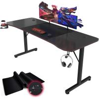 Escritorio de Juegos de Fibra de Carbono Ergonómico con Alfombrilla para Ratón, Soporte para Auriculares y Agua - details 0