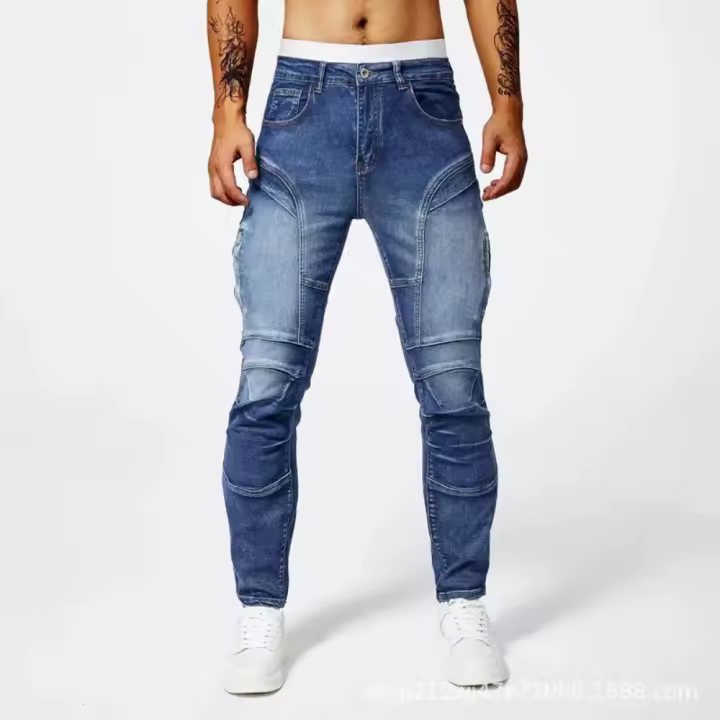 2025 Nuevos pantalones vaqueros de ocio para motocicleta, pantalones para montar en motocross todoterreno, diseño con cremallera, múltiples bolsillos. - 1