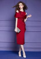 Fei Mengyi rojo verano estilo francés industria pesada lentejuelas pegatina temperamento falda dividida vestido 49735 - details 1