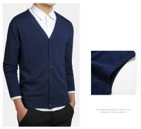 Chaqueta de hombre, suéter, cárdigan de algodón con cuello en V, suéter de punto fino para hombre - details 4