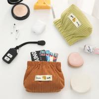 Mini bolsa de metralla, bolsa de almacenamiento de pana suave, monedero de Color sólido, lápiz labial - details 2