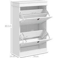 Mueble zapatero blanco estrecho con 2 puertas abatibles y estantes ajustables para 10 pares de zapatos para recibidor/pasillo. - details 3