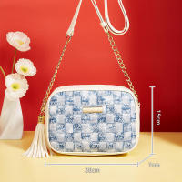 Bolso bandolera pequeño de mujer vintage a cuadros con diseño de borlas y bolsillo cruzado elegante para almacenamiento y estilo - details 8