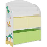 Estantería para Niños de 3 Niveles y 4 Cajas Diseño de Dinosaurio Verde/Amarillo - details 3