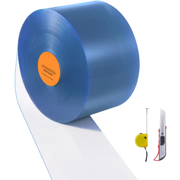 SucceBuy Cortina de tiras, 82' de largo x 12" de ancho x 0,12" de espesor, rollo a granel de tiras de cortina lisa de PVC transparente, tiras de puerta de plástico para puertas de supermercado, garaje - 1