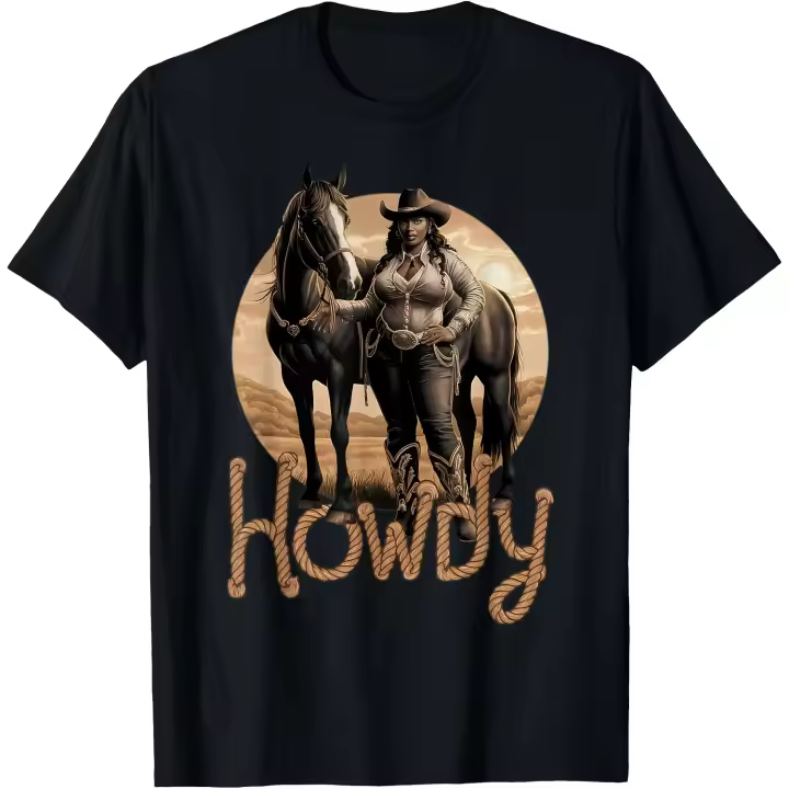 Howdy Western Black Cowgirl Mujer afroamericana camiseta para hombre - 1