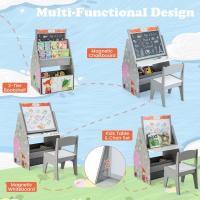 Juego de mesa para niños con silla, juego de mesa 3 en 1 con pizarra para pintar y espacio de almacenamiento, juego de escritorio infantil de madera (blanco) - details 11